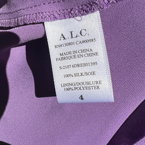 A.L.C. Dress, size 4, purple with tan, darker purple and cream leaf pattern - Picture 9 of 10